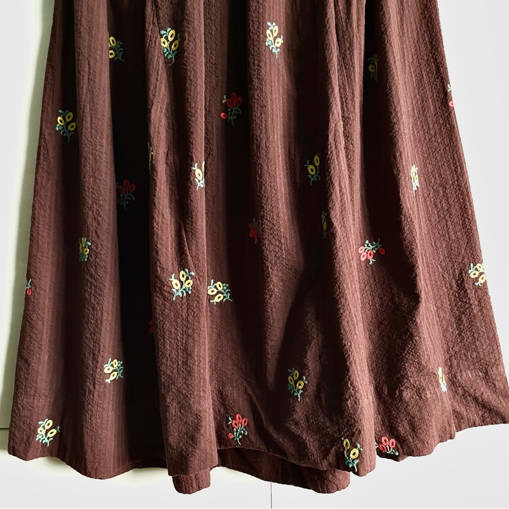 Free People Maisie Floral Embroidered Midi Dress in Brown Combo Size M NWT - Picture 14 of 14